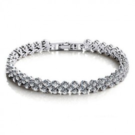 Elegant AAA Zircon Bracelet for Wedding Party (Silver/Multicolor)Imitation Diamond Birthstone