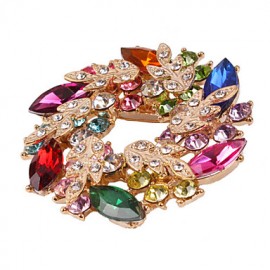  DiamonadeGold Plated Gemstone & Crystal Zirconia Colorful Brooch