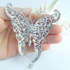 Women Accessories Silver-tone Clear Rhinestone Crystal Butterfly Brooch Art Deco Crystal Brooch