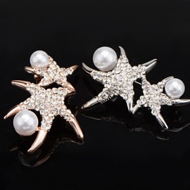 Brooch Fashion Design Pearl&Crystal Starfish Acrylic Rhinestone Brooches Pins Wedding Jewelry Badges with Pin X30009 Mermaid