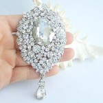 Wedding 3.94 Inch Silver-tone Clear Rhinestone Crystal Bridal Brooch Pendant Wedding Decorations