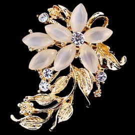 Women's Crystal Opal Flower Brooch for Wedding Party Decoration Scarf ,Fine Jewelry