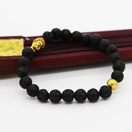 Men Fashion Bracelet Pulseras Mujer Black Lava Stone Buddha Beads Bracelet Jewelry Christmas Gifts