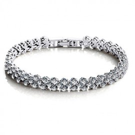 Elegant AAA Zircon Bracelet for Wedding Party (Silver/Multicolor)Imitation Diamond Birthstone