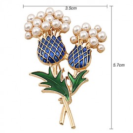 Fashion Women Trendy Pearl Set Enamel Pineapple Brooch