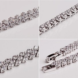 Elegant AAA Zircon Bracelet for Wedding Party (Silver/Multicolor)Imitation Diamond Birthstone