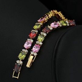 2015 New Brand Fashion Women Multicolor Ruby CZ Charms Classic Tennis Bracelets