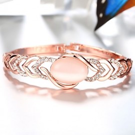 2016 Luxury Personality Opal Rose Gold PlatedDrill Party Bangle Bracelet For Women