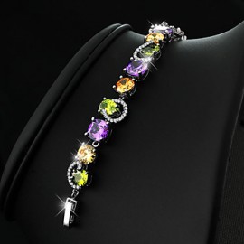 Copper Bracelets and Bangles New Design Colorful Zircon Bracelet Women Diamond Bracelet