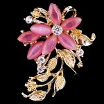 Women's Crystal Opal Flower Brooch for Wedding Party Decoration Scarf ,Fine Jewelry