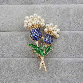 Fashion Women Trendy Pearl Set Enamel Pineapple Brooch