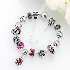 Fashion Exquisite Crystal Beads DIY Silver Bracelet