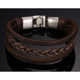 Head Layer Cowhide Titanium Steel Buckle Men Anchor Bracelet