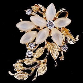 Women's Crystal Opal Flower Brooch for Wedding Party Decoration Scarf ,Fine Jewelry