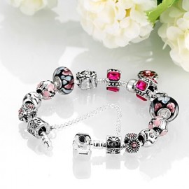 Fashion Exquisite Crystal Beads DIY Silver Bracelet