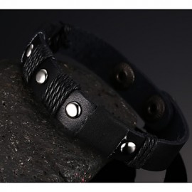 Leather WovenBrass Buckle Men Bracelet