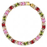 2015 New Brand Fashion Women Multicolor Ruby CZ Charms Classic Tennis Bracelets