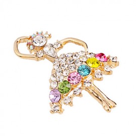  DiamonadeGold Plated Gemstone & Crystal Zirconia Colorful Brooch