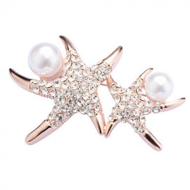 Brooch Fashion Design Pearl&Crystal Starfish Acrylic Rhinestone Brooches Pins Wedding Jewelry Badges with Pin X30009 Mermaid