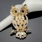 Women's Crystal Cute Owl Animal Brooch for Wedding Party Decoration Scarf ,Fine Jewelry