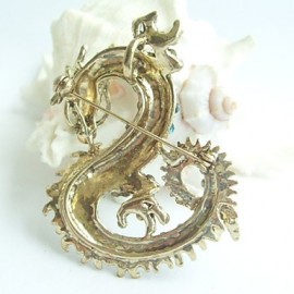 Women Accessories Gold-tone Purple Rhinestone Crystal Dragon Brooch Art Deco Crystal Brooch Pin