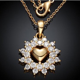 Plated 18K exquisite flower type love necklace ring set  