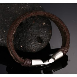 Head Layer Cowhide Titanium Steel Buckle Men Anchor Bracelet