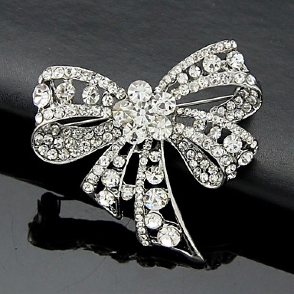 Women's Crystal Cute Bowknot Brooch for Wedding Party Decoration Scarf ,Fine Jewelry