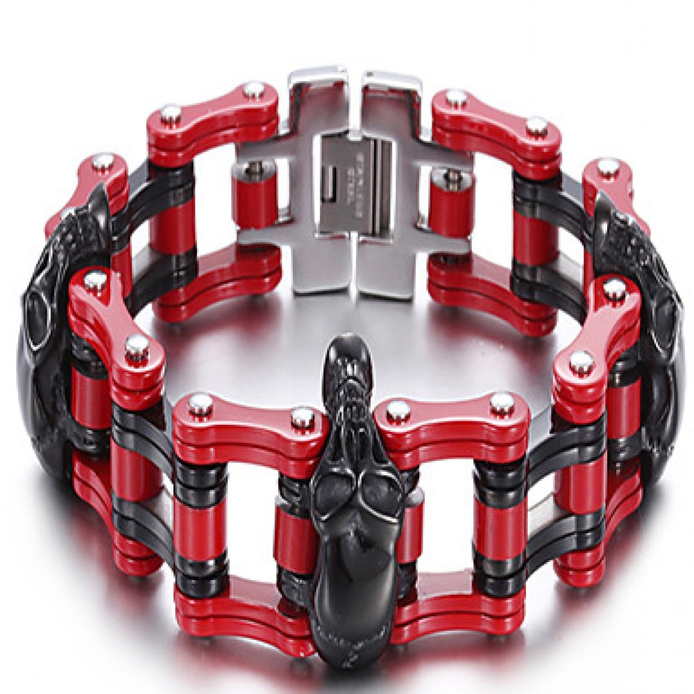 2016lastest design skull bicycle chain men's bracelet