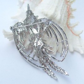 Women Accessories Silver-tone Pink Rhinestone Crystal Phoenix Brooch Art Deco Crystal Brooch