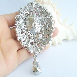 Wedding 3.94 Inch Silver-tone Clear Rhinestone Crystal Bridal Brooch Pendant Wedding Decorations