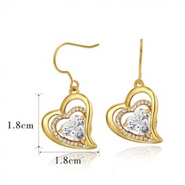 Women's 18k Yellow Gold Plated Clear Cubic Zirconia Simulated Diamond Heart Pendant Necklace Earrings Set  