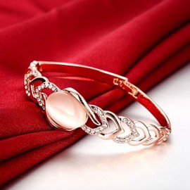 2016 Luxury Personality Opal Rose Gold PlatedDrill Party Bangle Bracelet For Women