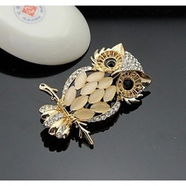 Women's Crystal Cute Owl Animal Brooch for Wedding Party Decoration Scarf ,Fine Jewelry