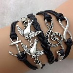 Women‘s Vintage Anchor Dove Note Braided Bracelet Christmas Gifts