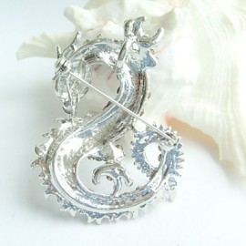 Women Accessories Silver-tone Clear Rhinestone Crystal Dragon Brooch Art Deco Crystal Brooch Pin